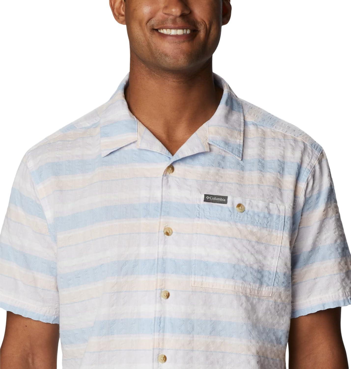 imageColumbia Mens Pine Canyon Short SleeveHiking ShirtPeach Blossom Stripe