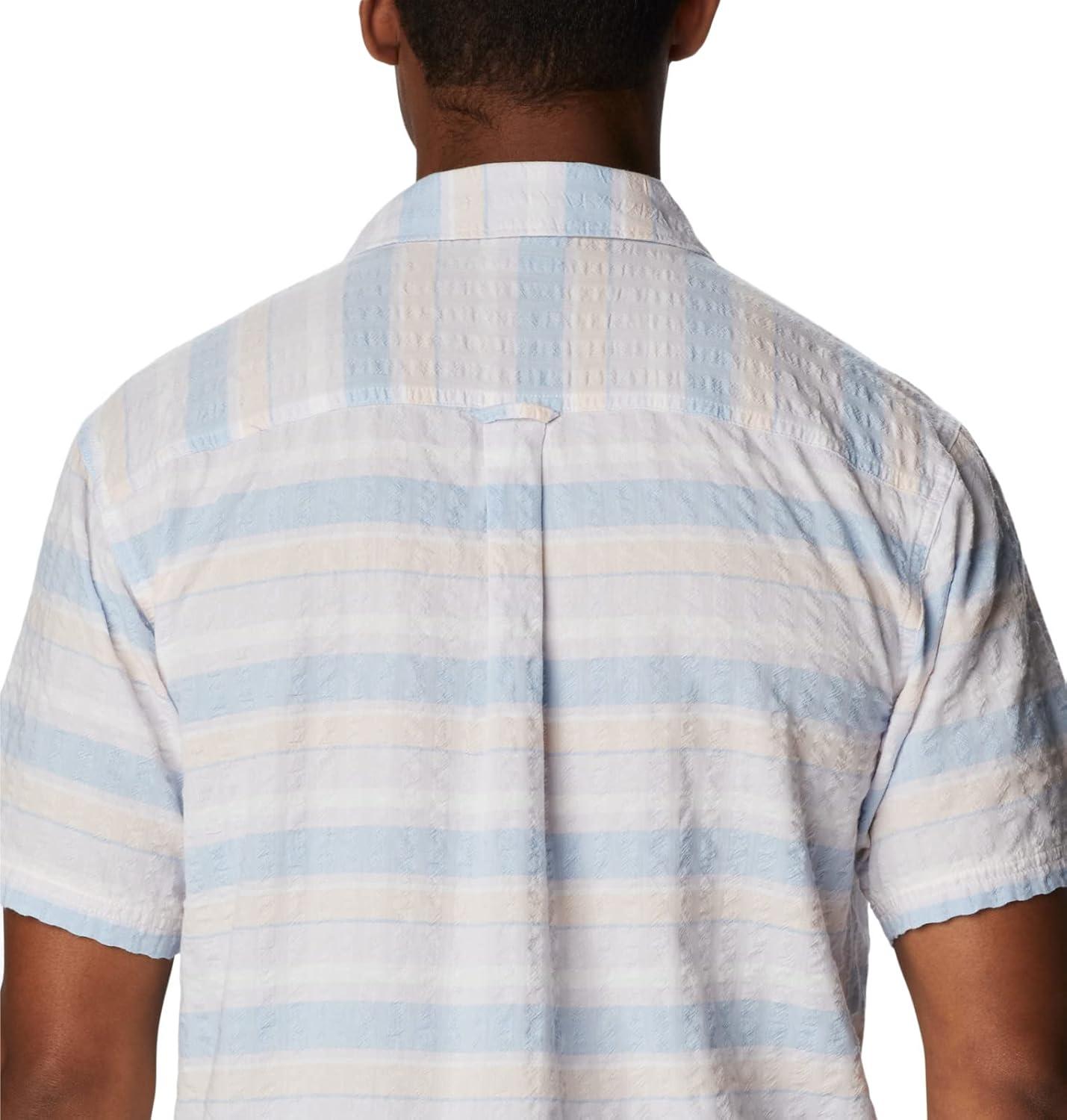 imageColumbia Mens Pine Canyon Short SleeveHiking ShirtPeach Blossom Stripe