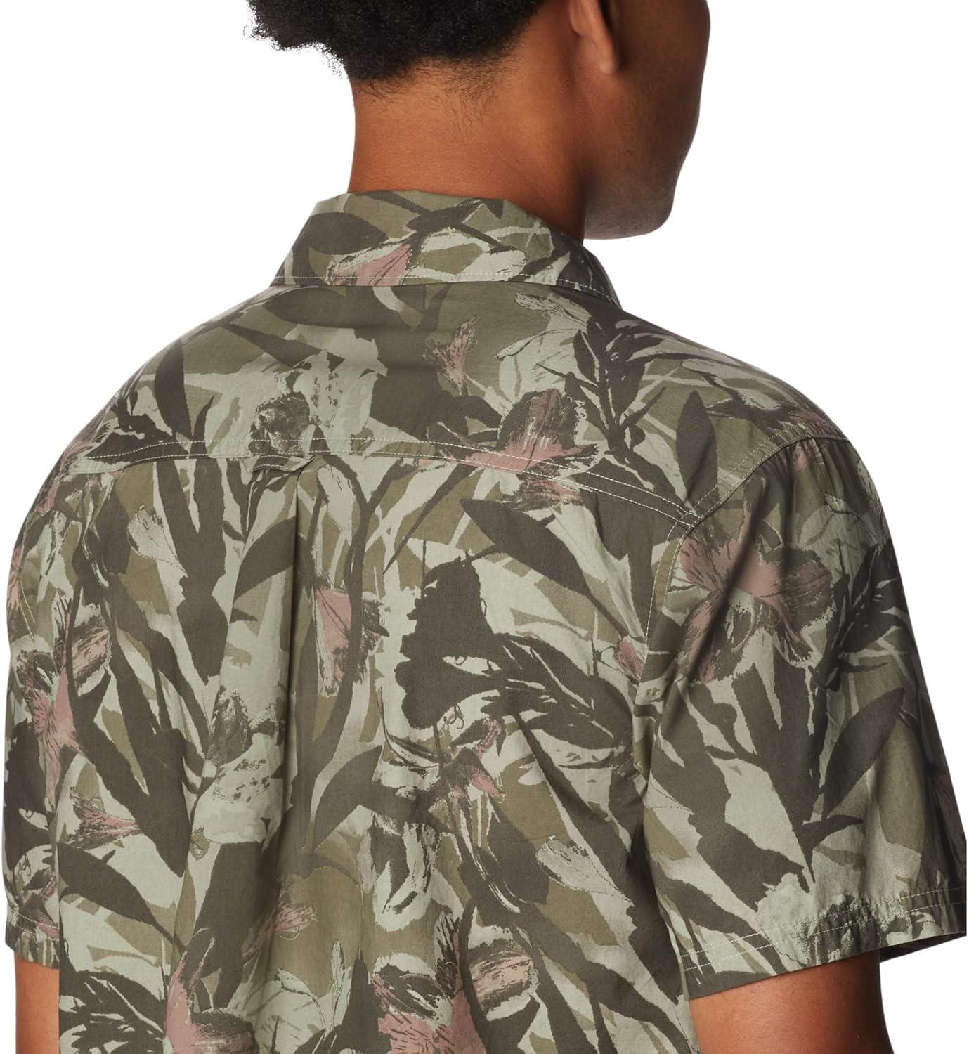 imageColumbia Mens Pine Canyon Short SleeveHiking ShirtStone Green Floriculture