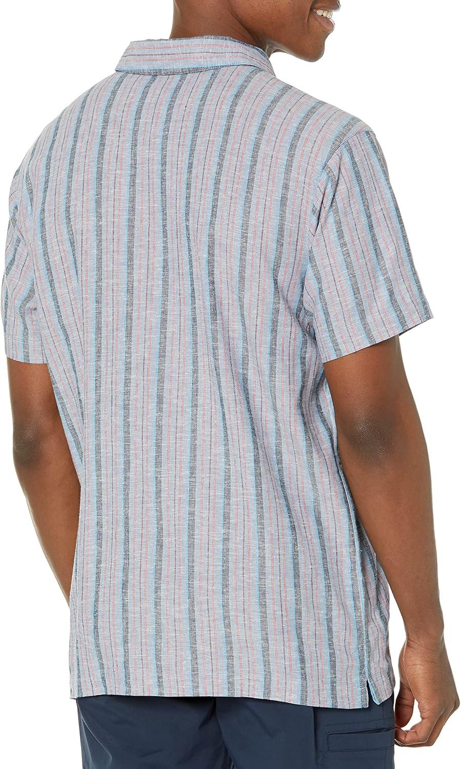 imageColumbia Mens Sage Springs Linen Short SleeveCollegiate Navy Strolling Stripe