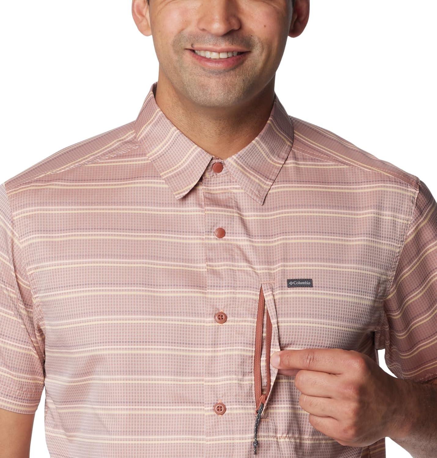 imageColumbia Mens Silver Ridge Utility Lite Novelty Short SleeveAuburn Chambray Stripe