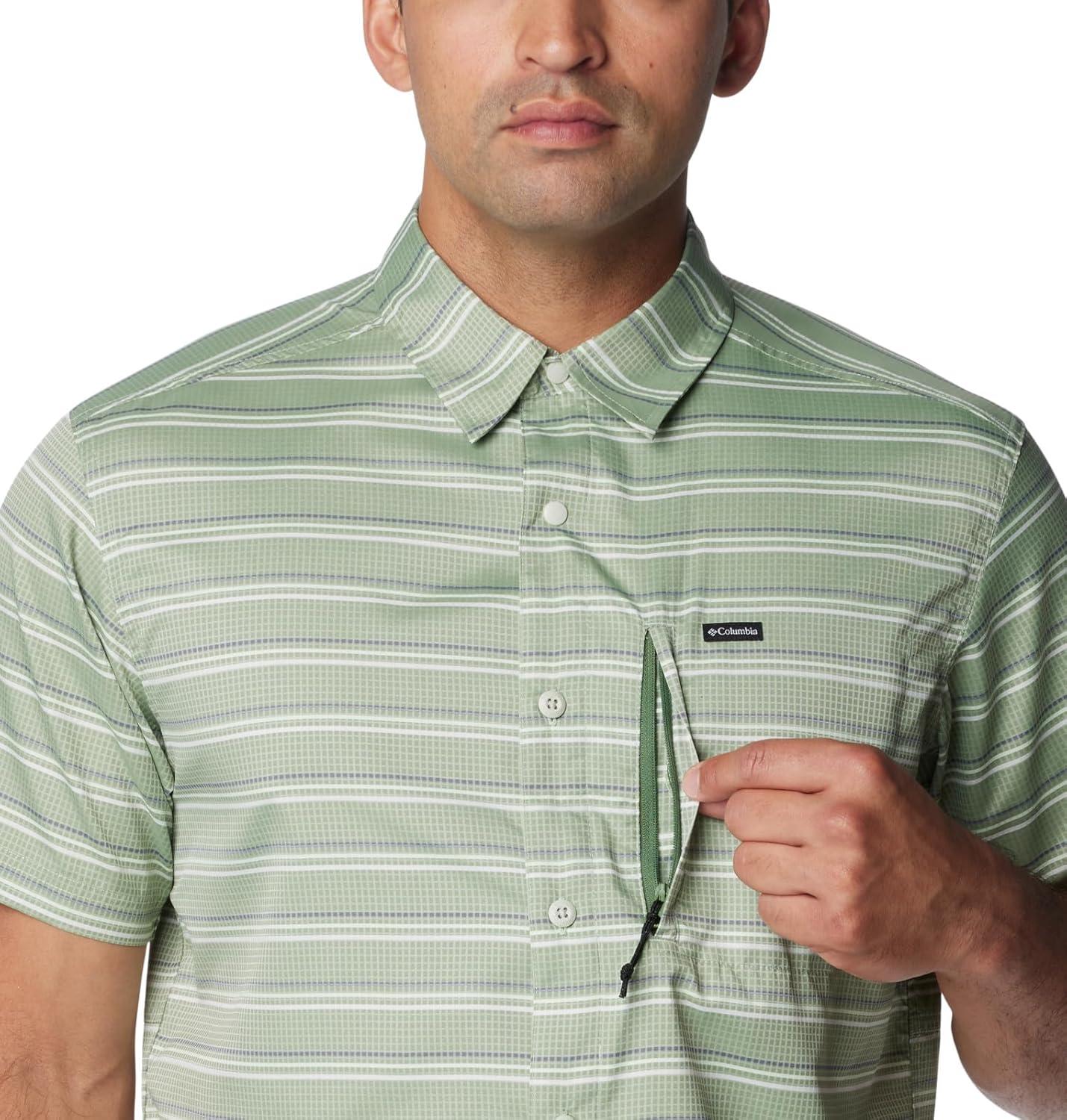 imageColumbia Mens Silver Ridge Utility Lite Novelty Short SleeveCanteen Chambray Stripe