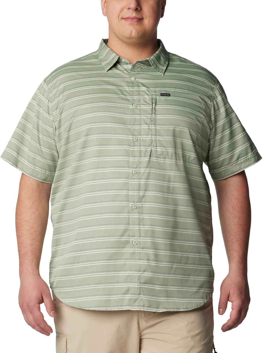 imageColumbia Mens Silver Ridge Utility Lite Novelty Short SleeveCanteen Chambray Stripe