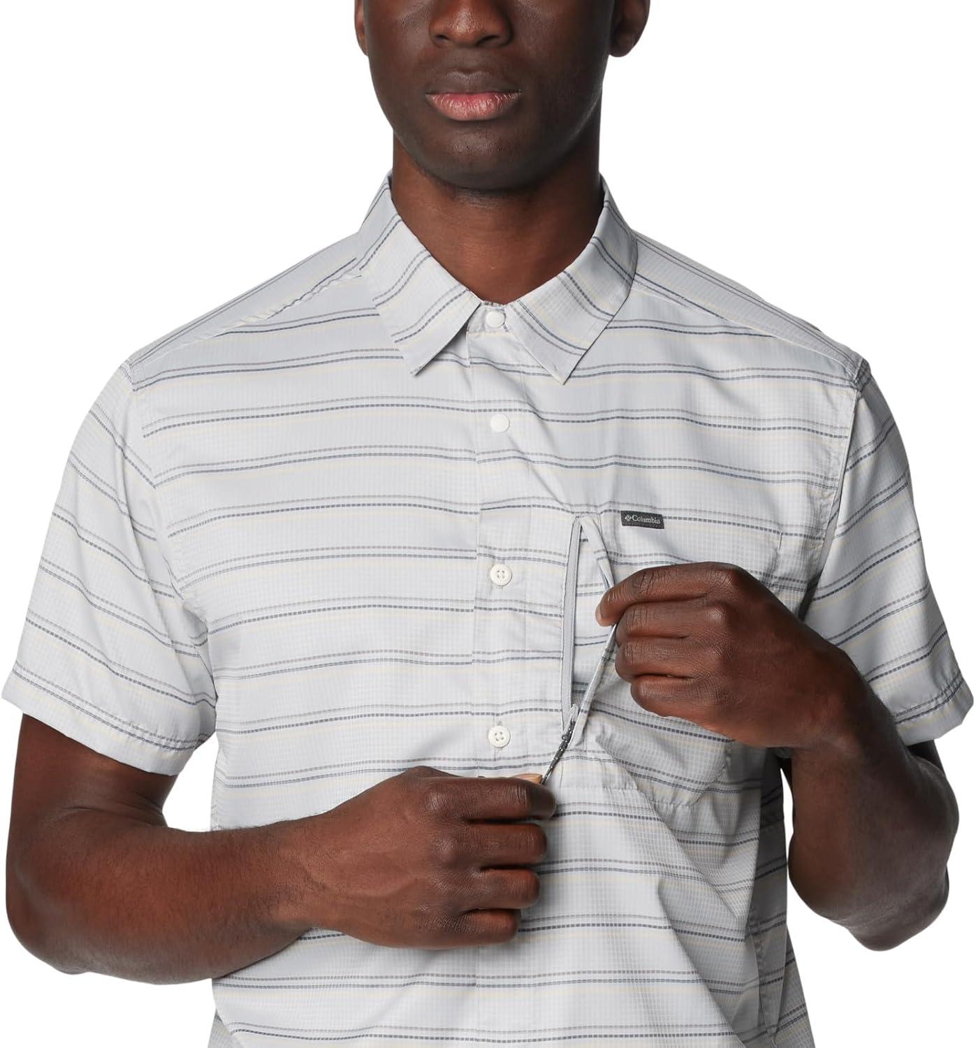 imageColumbia Mens Silver Ridge Utility Lite Novelty Short SleeveColumbia Grey Chambray Stripe