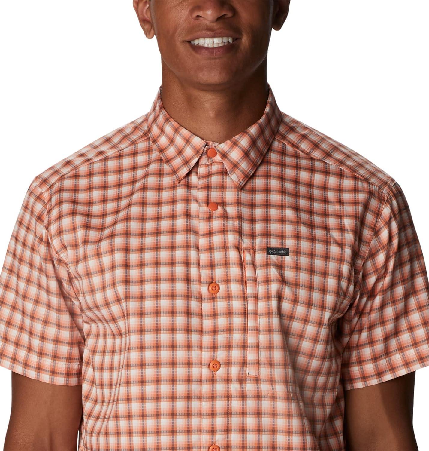 imageColumbia Mens Silver Ridge Utility Lite Novelty Short SleeveDesert Orange Pulaski Plaid