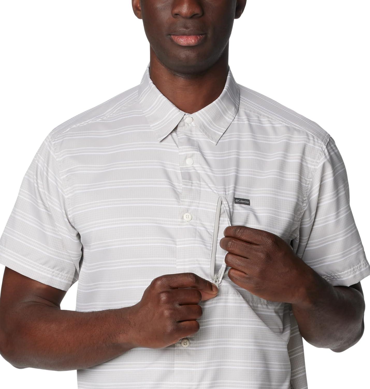 imageColumbia Mens Silver Ridge Utility Lite Novelty Short SleeveFlint Grey Chambray Stripe