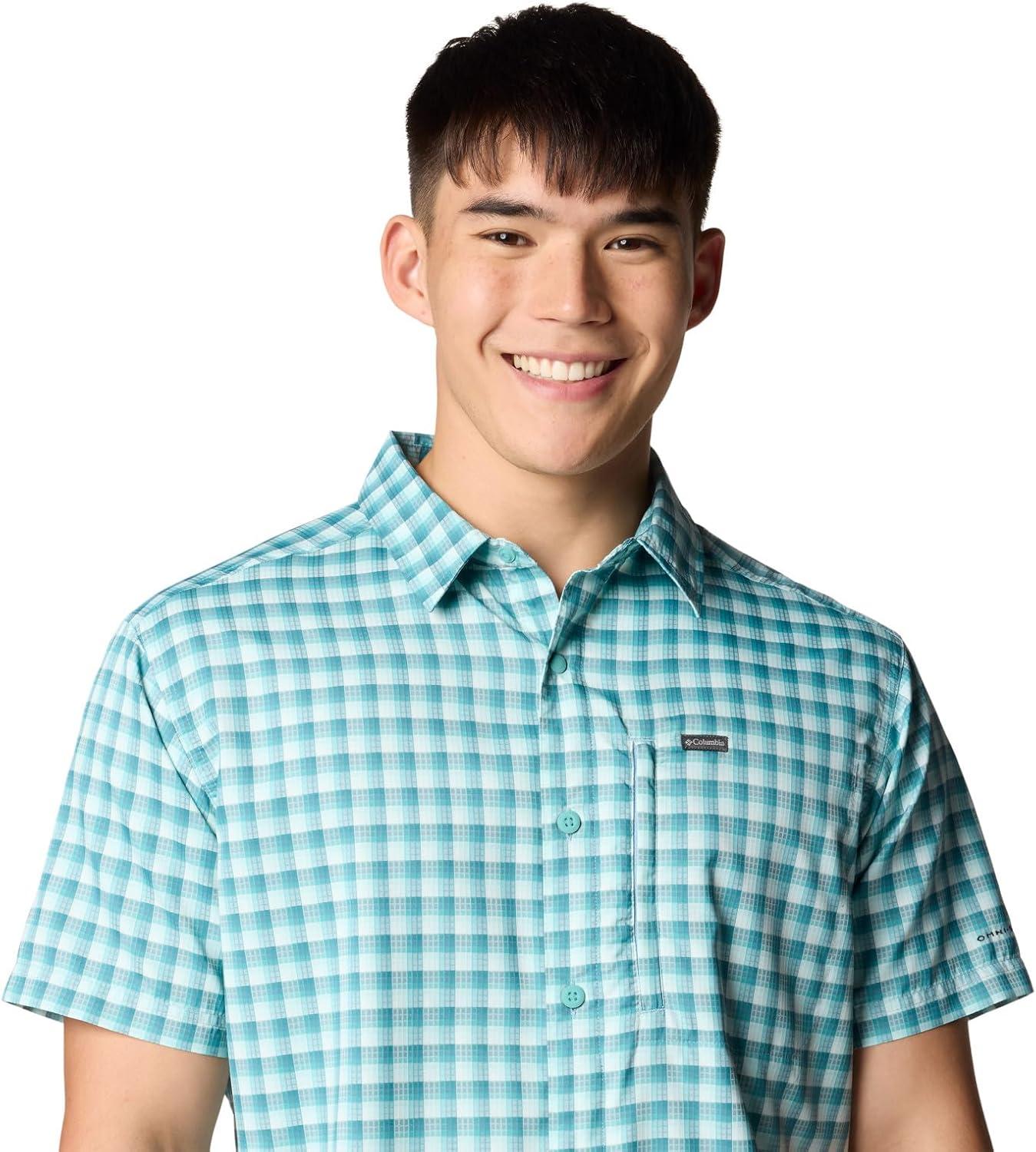 imageColumbia Mens Silver Ridge Utility Lite Novelty Short SleeveRipple Blue Pulaski Plaid