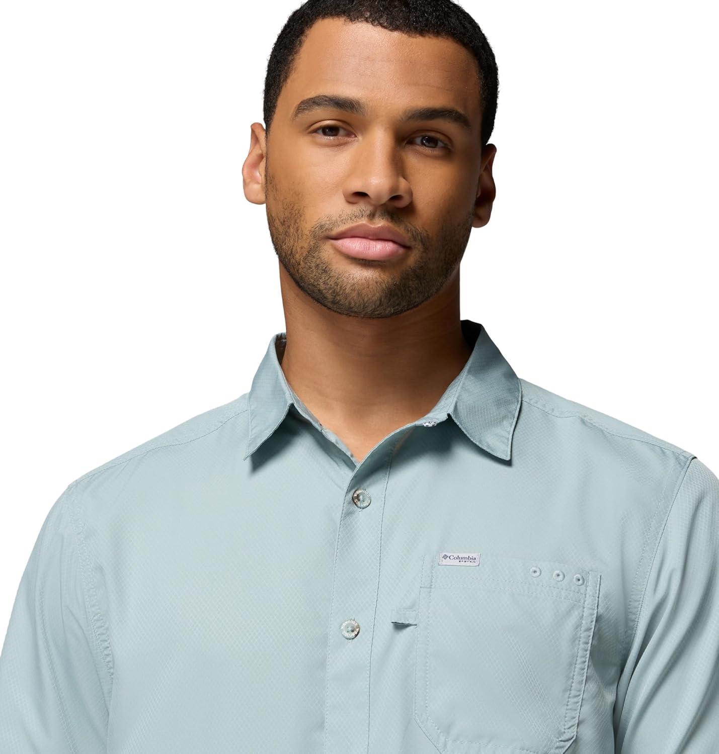 imageColumbia Mens Standard Slack Tide Camp ShirtCrushed Blue