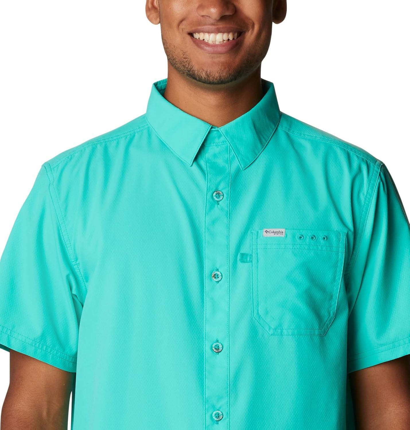 imageColumbia Mens Standard Slack Tide Camp ShirtElectric Turquoise