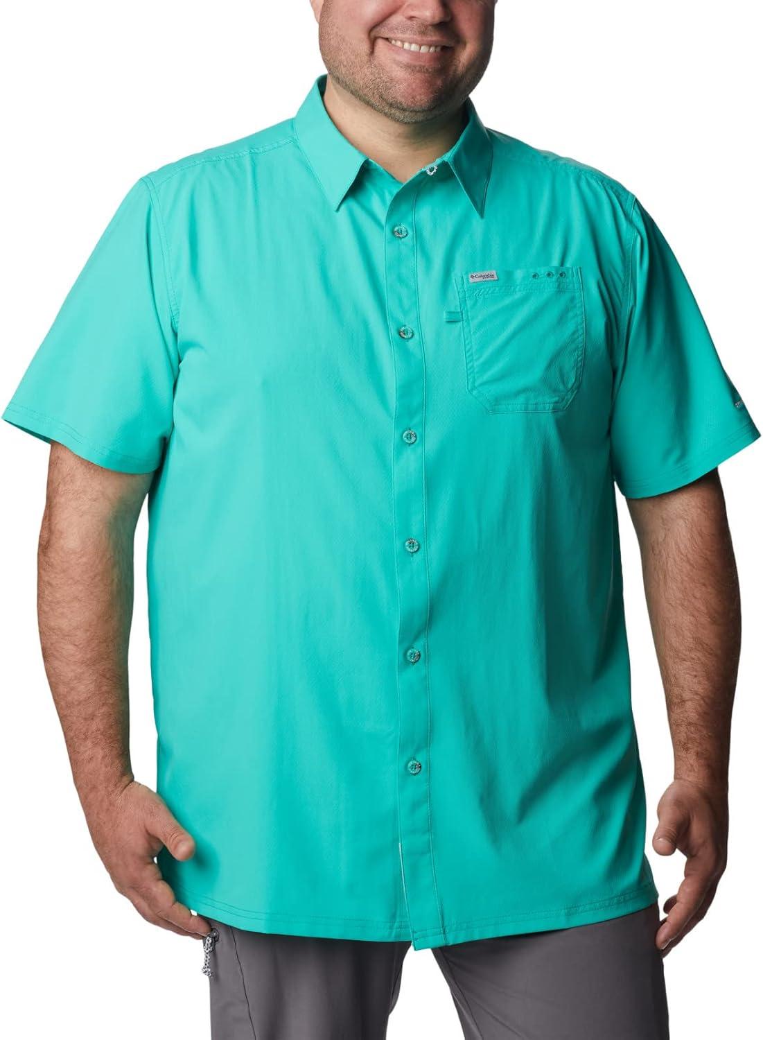 imageColumbia Mens Standard Slack Tide Camp ShirtElectric Turquoise