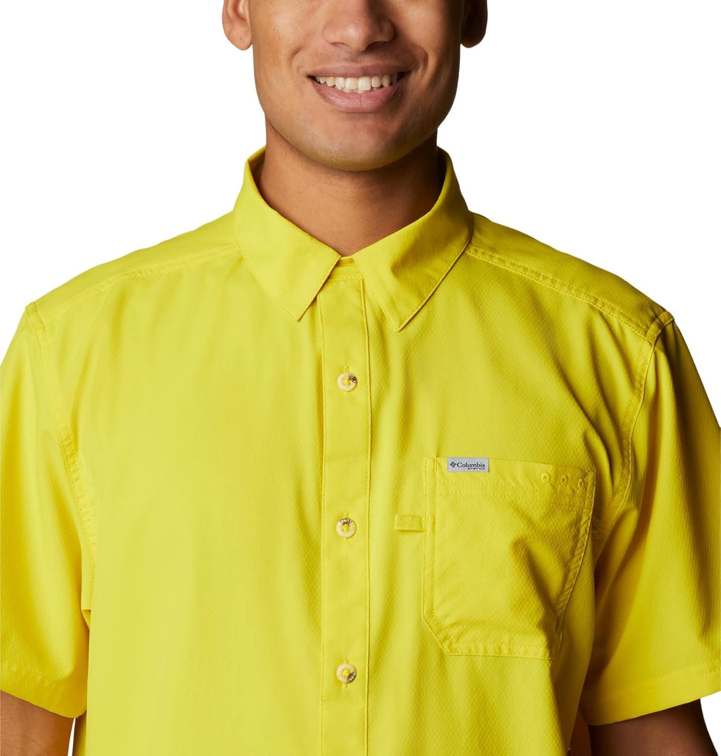 imageColumbia Mens Standard Slack Tide Camp ShirtLaser Lemon
