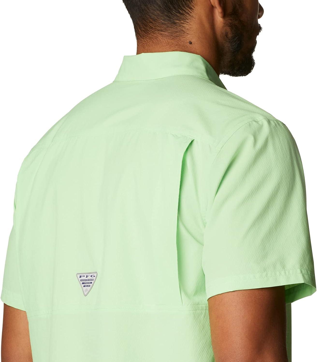 imageColumbia Mens Standard Slack Tide Camp ShirtLime Glow