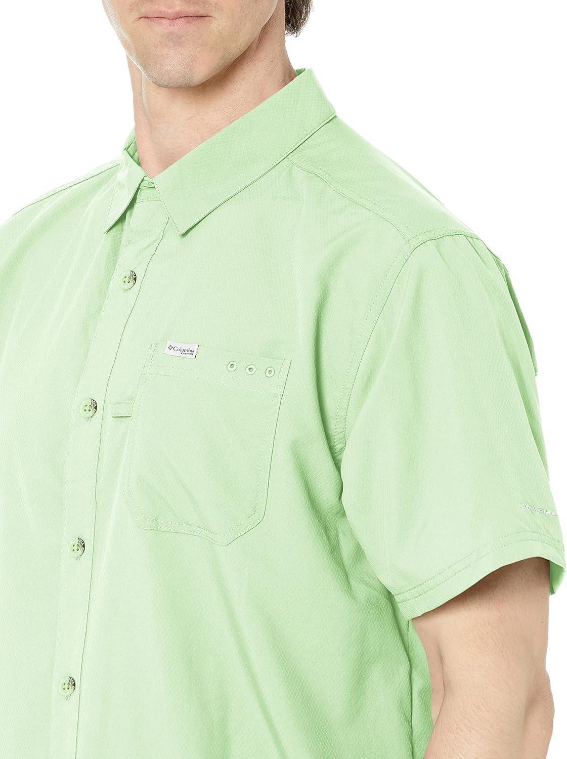 imageColumbia Mens Standard Slack Tide Camp ShirtLime Glow