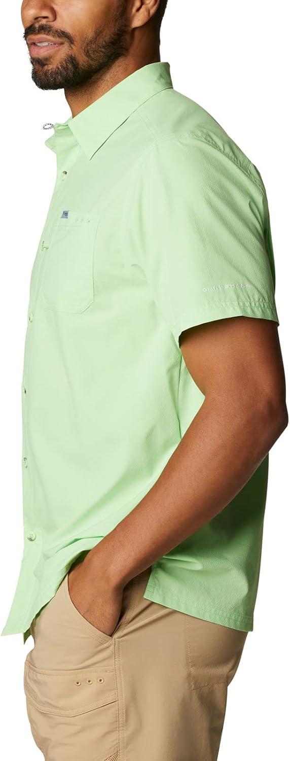 imageColumbia Mens Standard Slack Tide Camp ShirtLime Glow