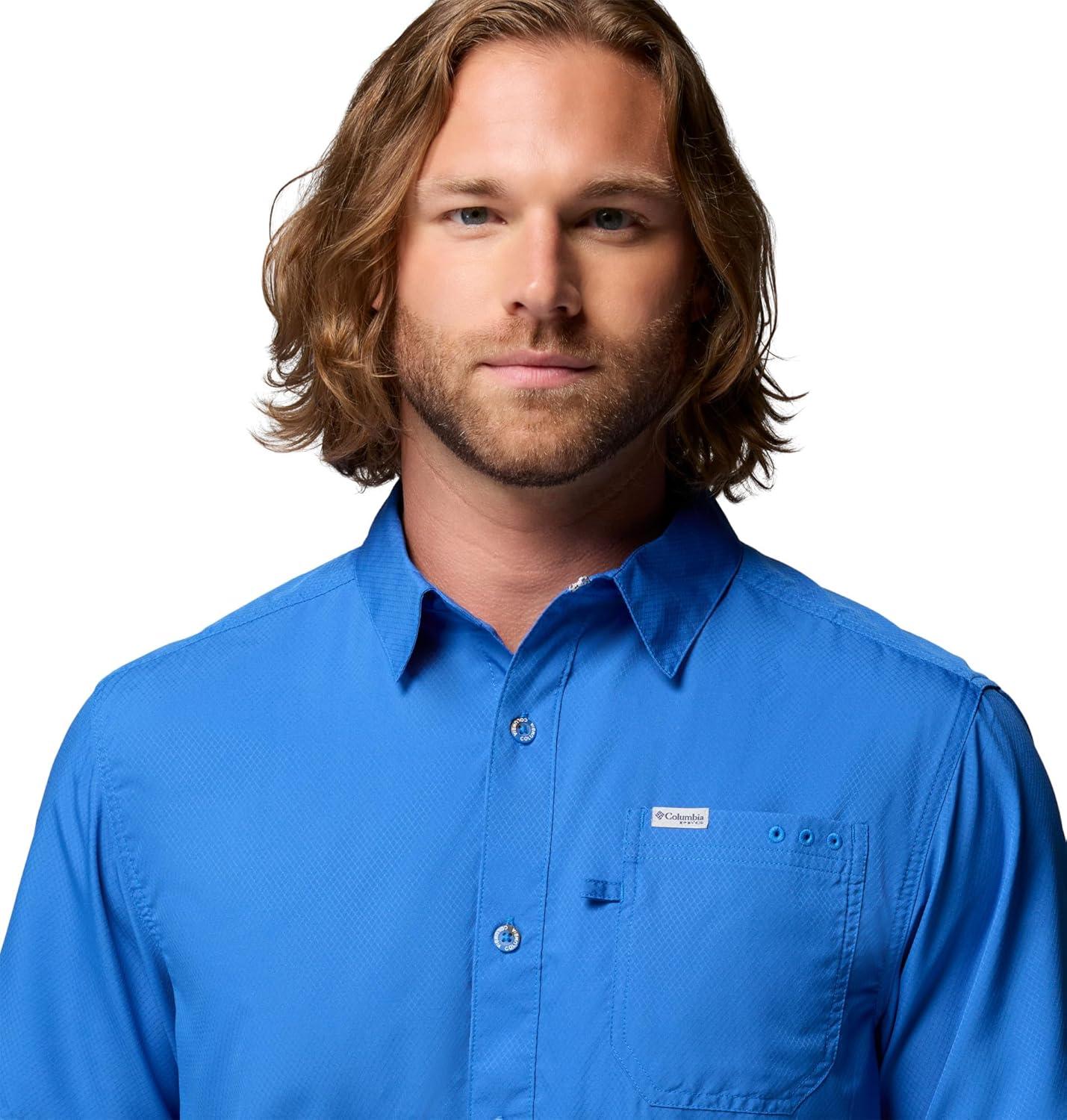 imageColumbia Mens Standard Slack Tide Camp ShirtVivid Blue