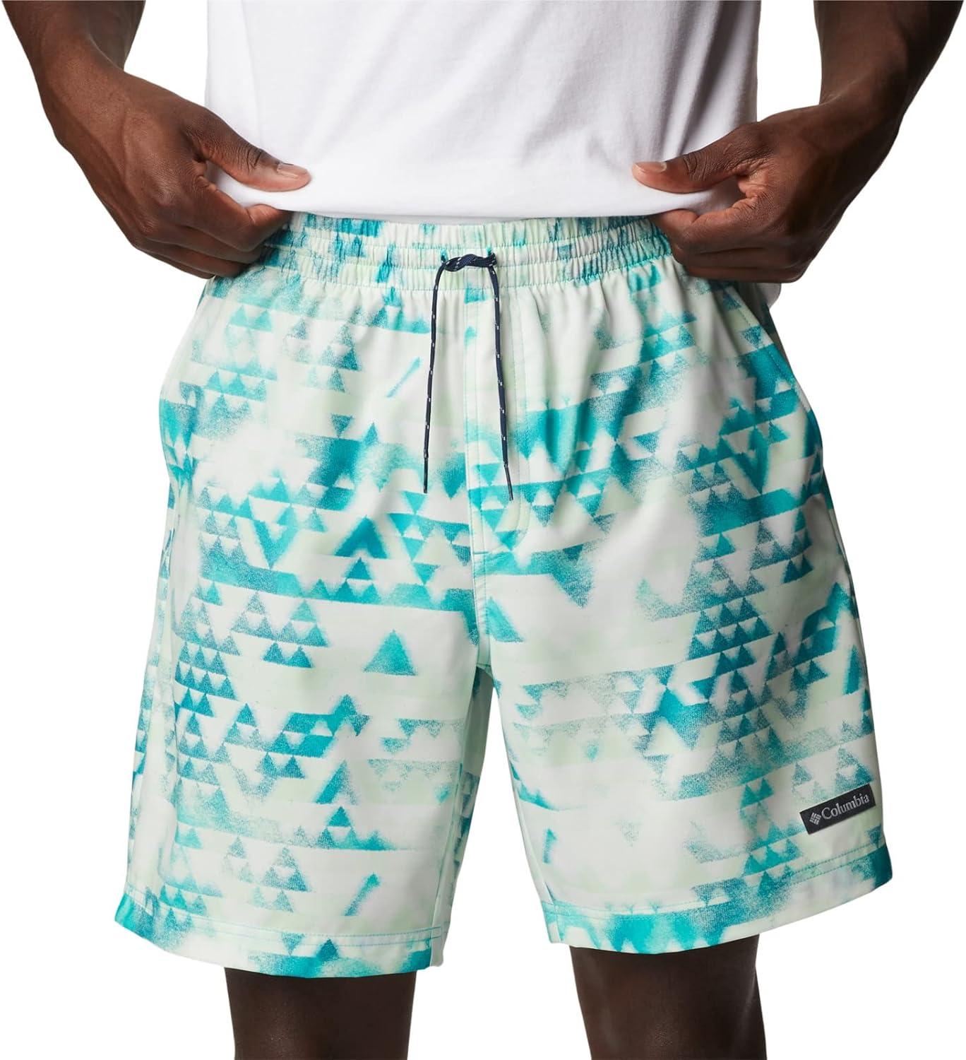 imageColumbia Mens Summertide Stretch Printed ShortBright Aqua Distant Peaks