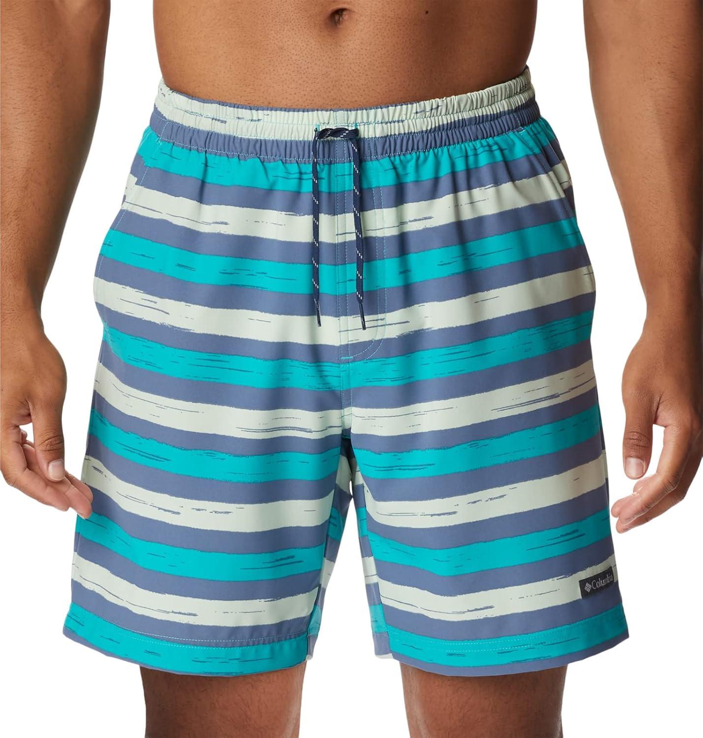 imageColumbia Mens Summertide Stretch Printed ShortBright Aqua Marker Stripe