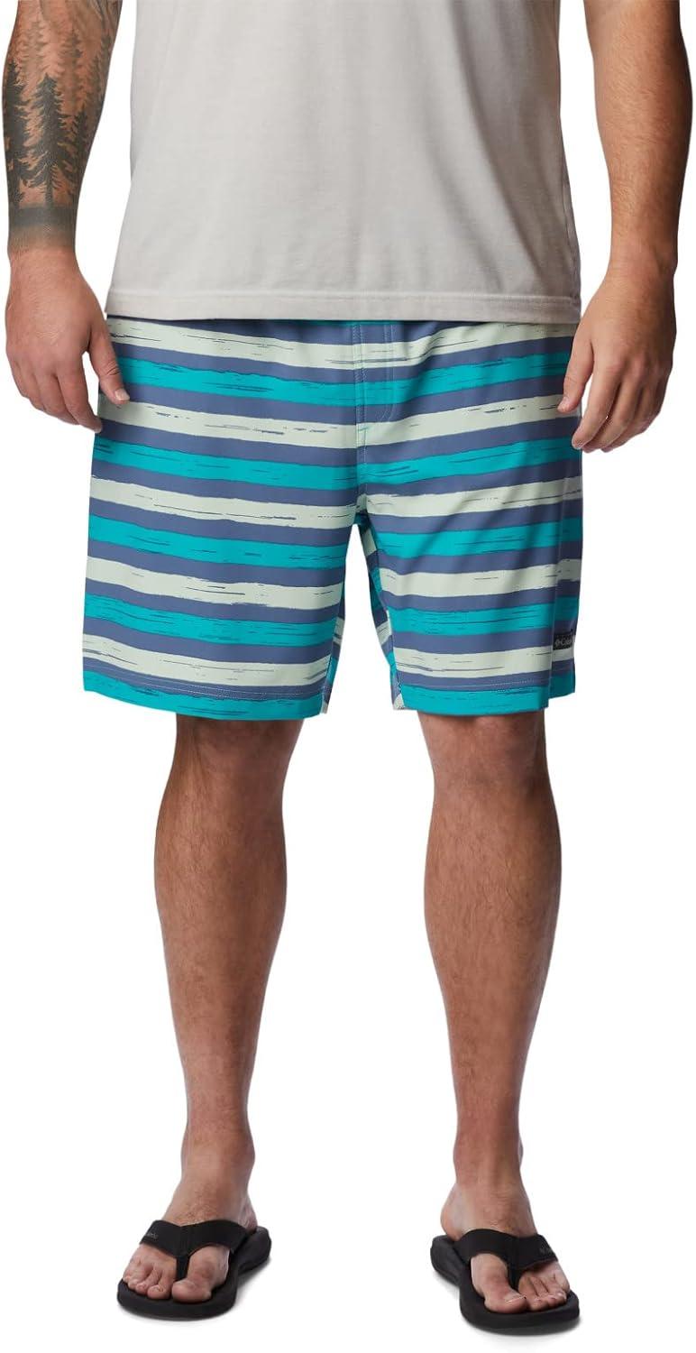 imageColumbia Mens Summertide Stretch Printed ShortBright Aqua Marker Stripe