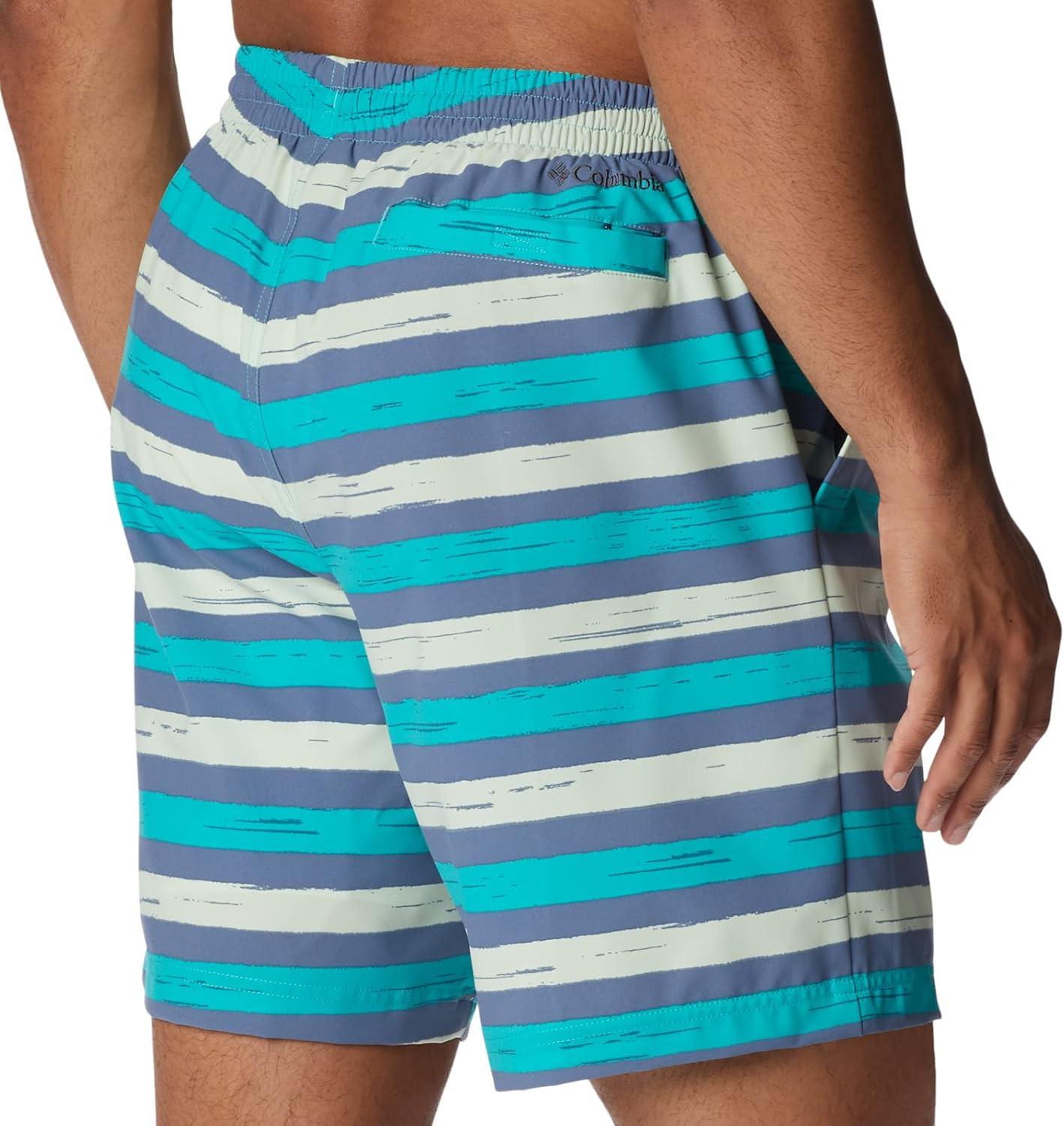imageColumbia Mens Summertide Stretch Printed ShortBright Aqua Marker Stripe