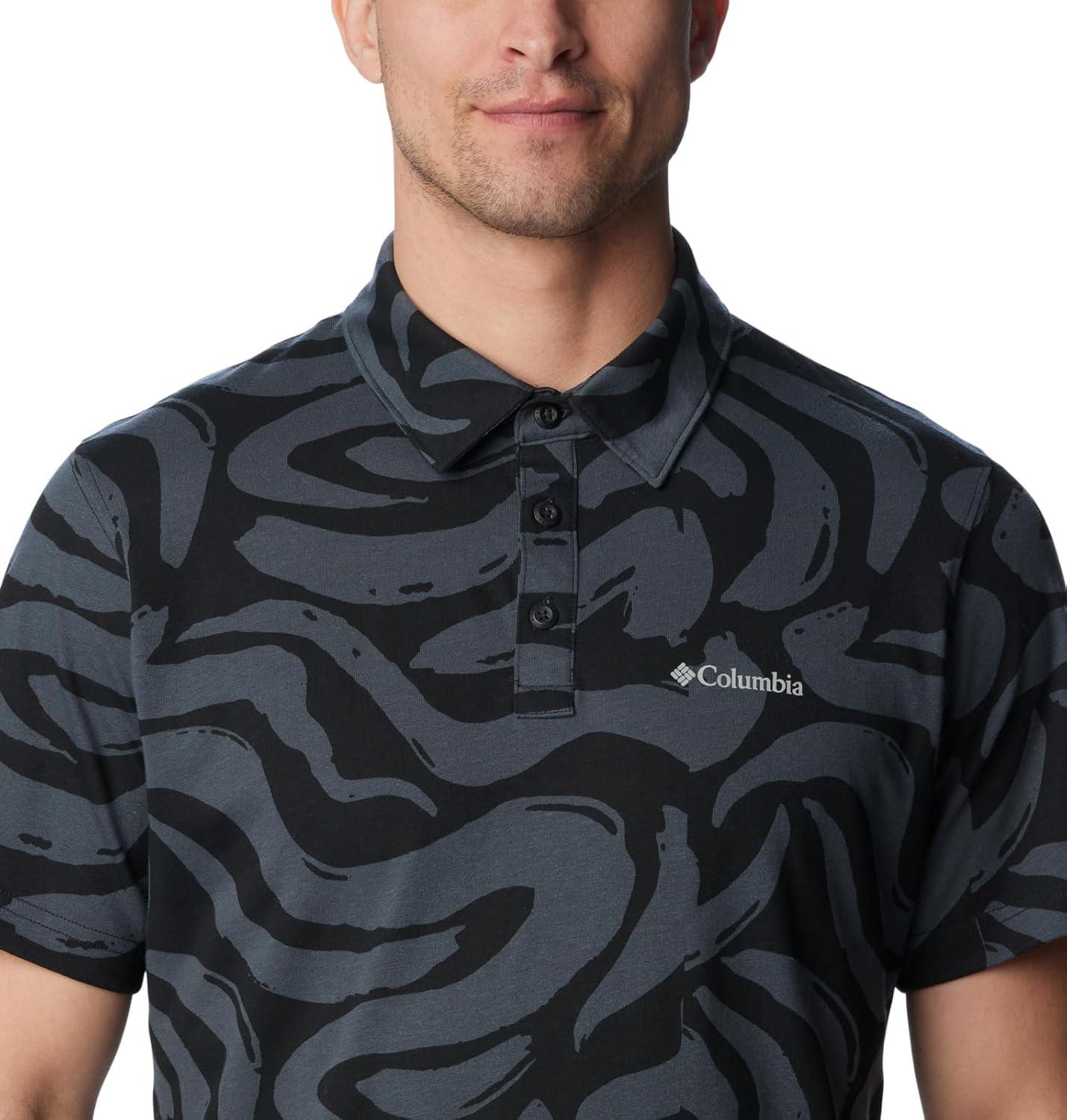 imageColumbia Mens Thistletown Ridge Polo Sp21Black Snowdrifts Print