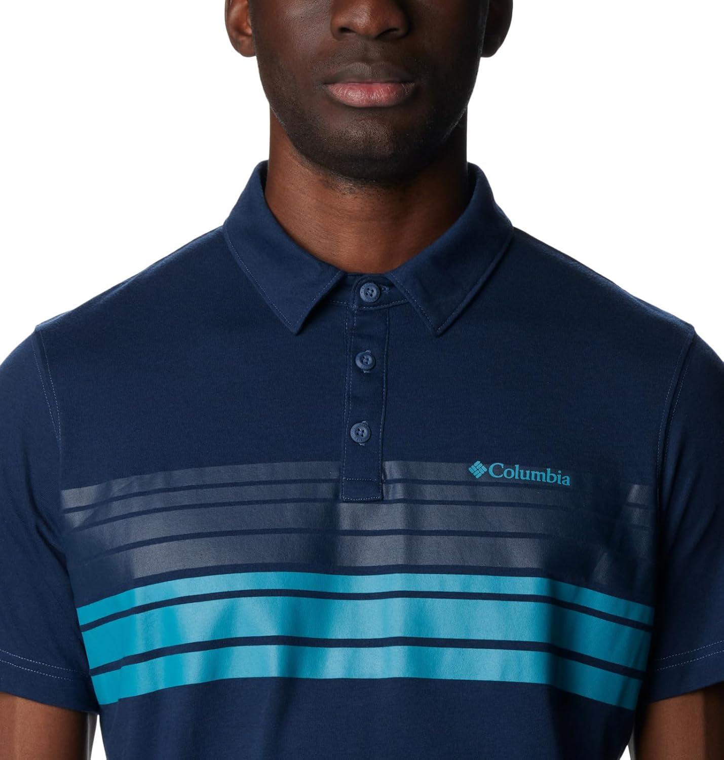 imageColumbia Mens Thistletown Ridge Polo Sp21Dk Mtn Heather Double Decker Stripe
