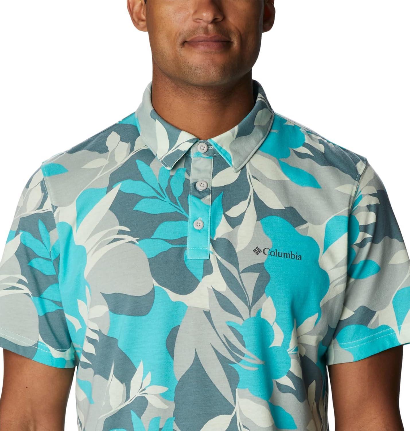 imageColumbia Mens Thistletown Ridge Polo Sp21Ice Green Floriated