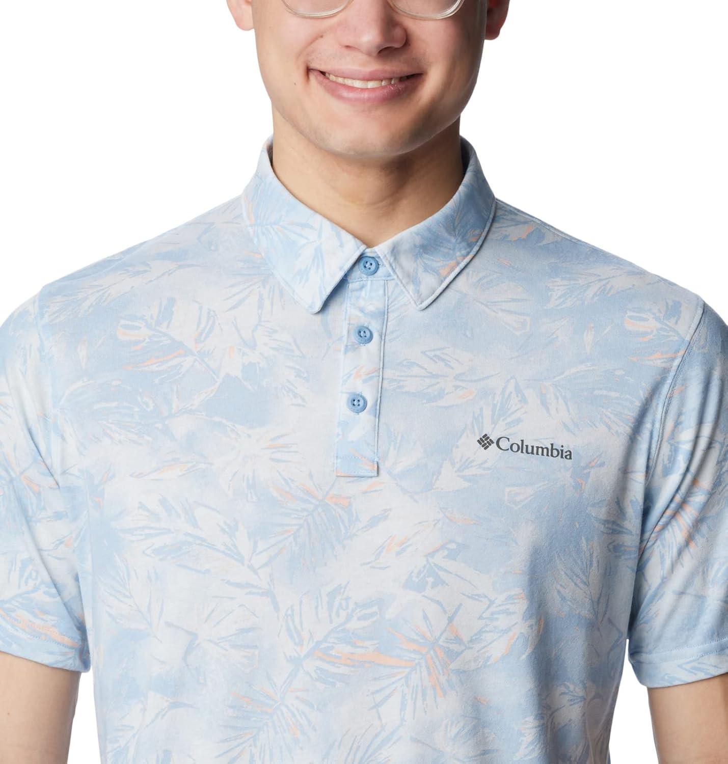 imageColumbia Mens Thistletown Ridge Polo Sp21Jet Stream Sketchy Paradise