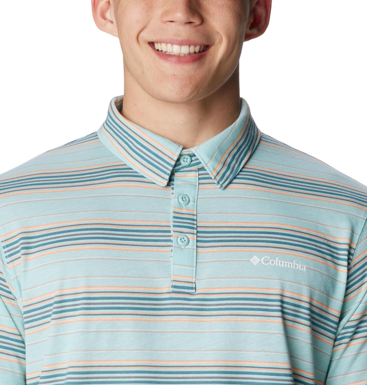 imageColumbia Mens Thistletown Ridge Polo Sp21Spray Thistletown Stripe
