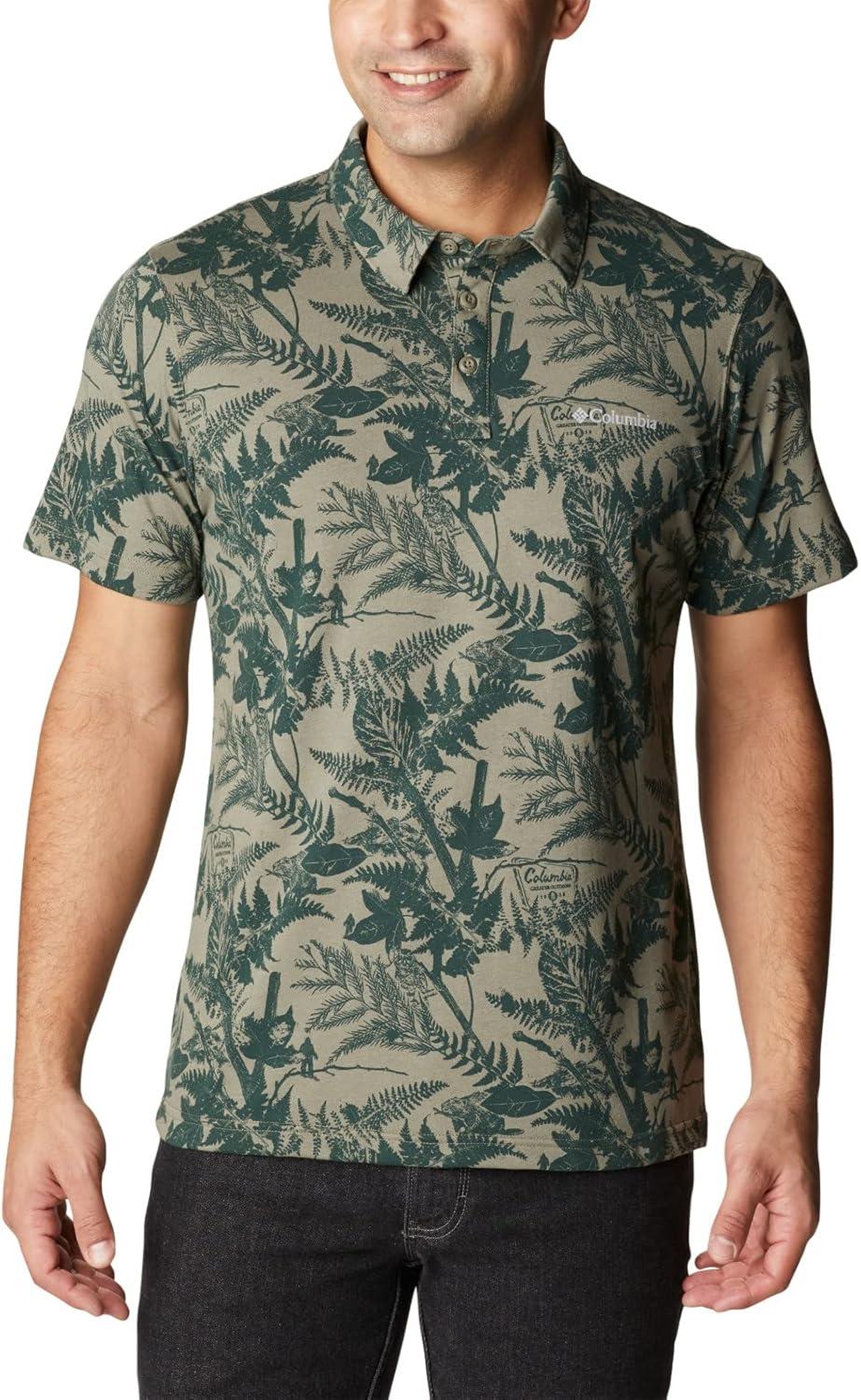imageColumbia Mens Thistletown Ridge Polo Sp21Stone Green North Woods Print