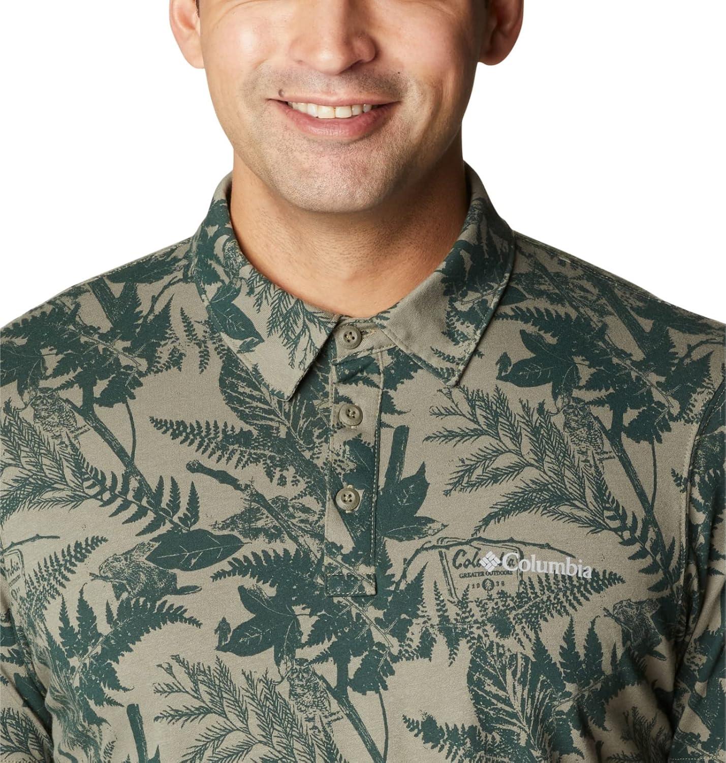 imageColumbia Mens Thistletown Ridge Polo Sp21Stone Green North Woods Print