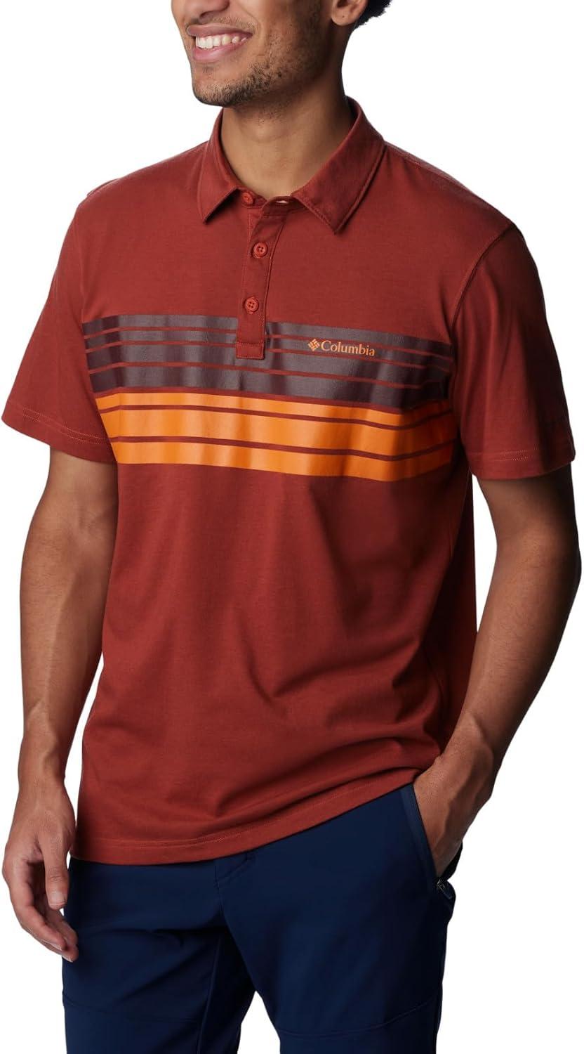 imageColumbia Mens Thistletown Ridge Polo Sp21Warp Red Heather Double Decker Stripe