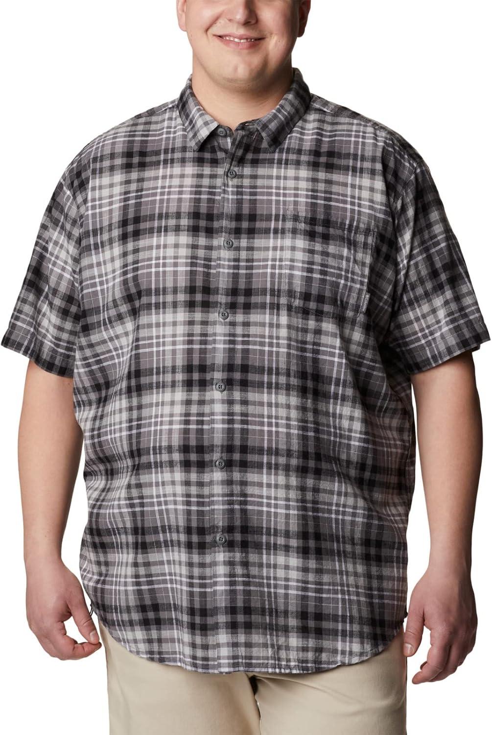 imageColumbia Mens Under Exposure Yarn Dye Short Sleeve ShirtCity Grey Madras Gingham