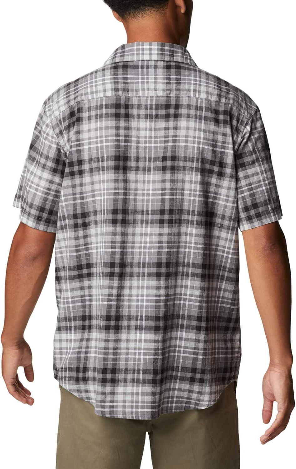 imageColumbia Mens Under Exposure Yarn Dye Short Sleeve ShirtCity Grey Madras Gingham