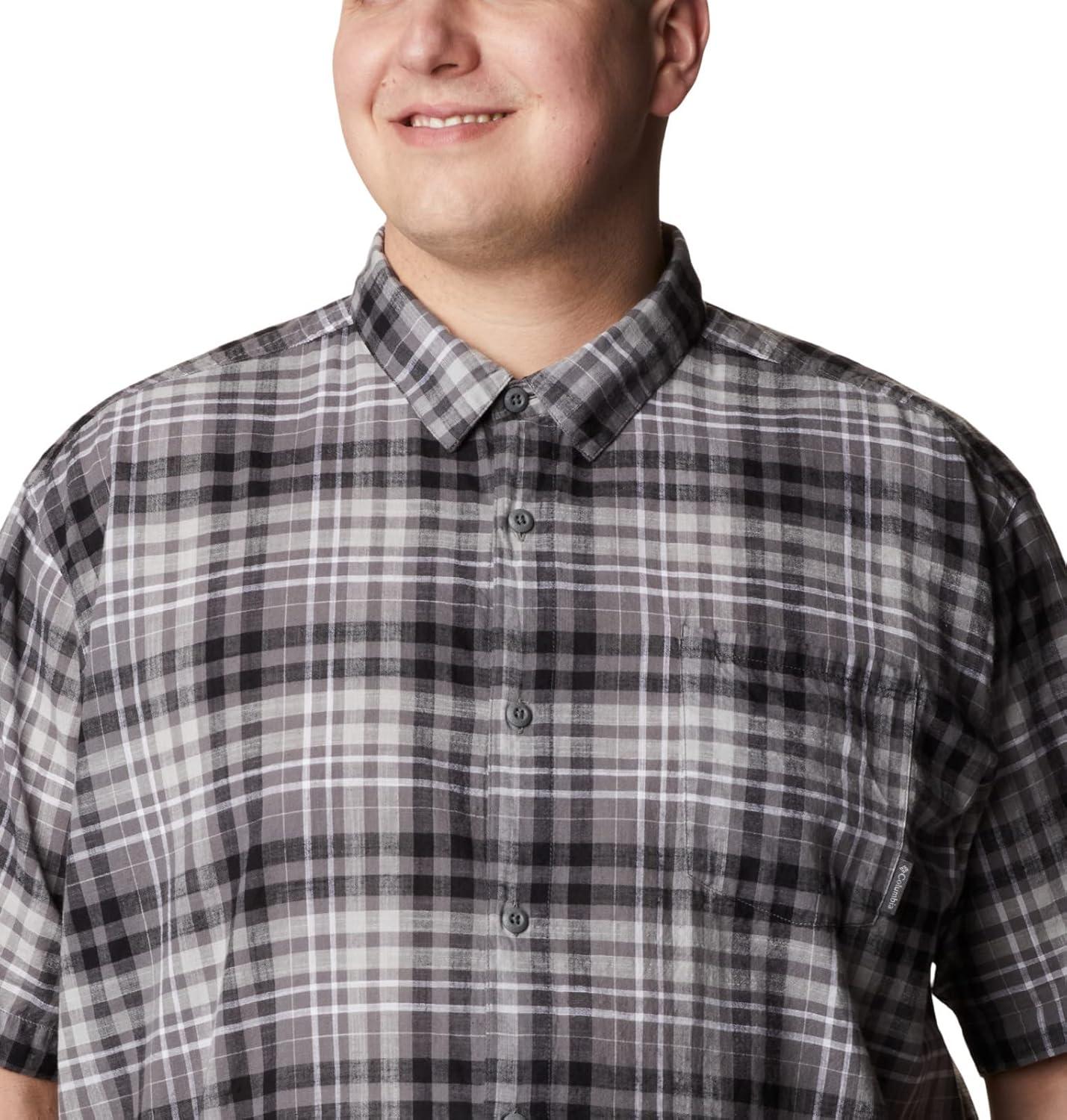 imageColumbia Mens Under Exposure Yarn Dye Short Sleeve ShirtCity Grey Madras Gingham