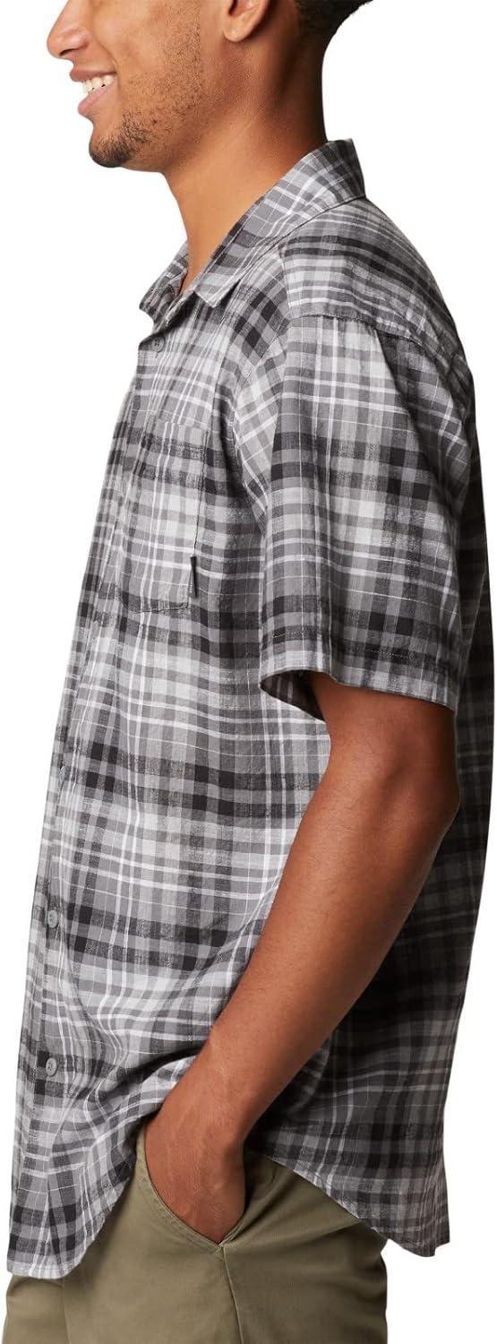 imageColumbia Mens Under Exposure Yarn Dye Short Sleeve ShirtCity Grey Madras Gingham