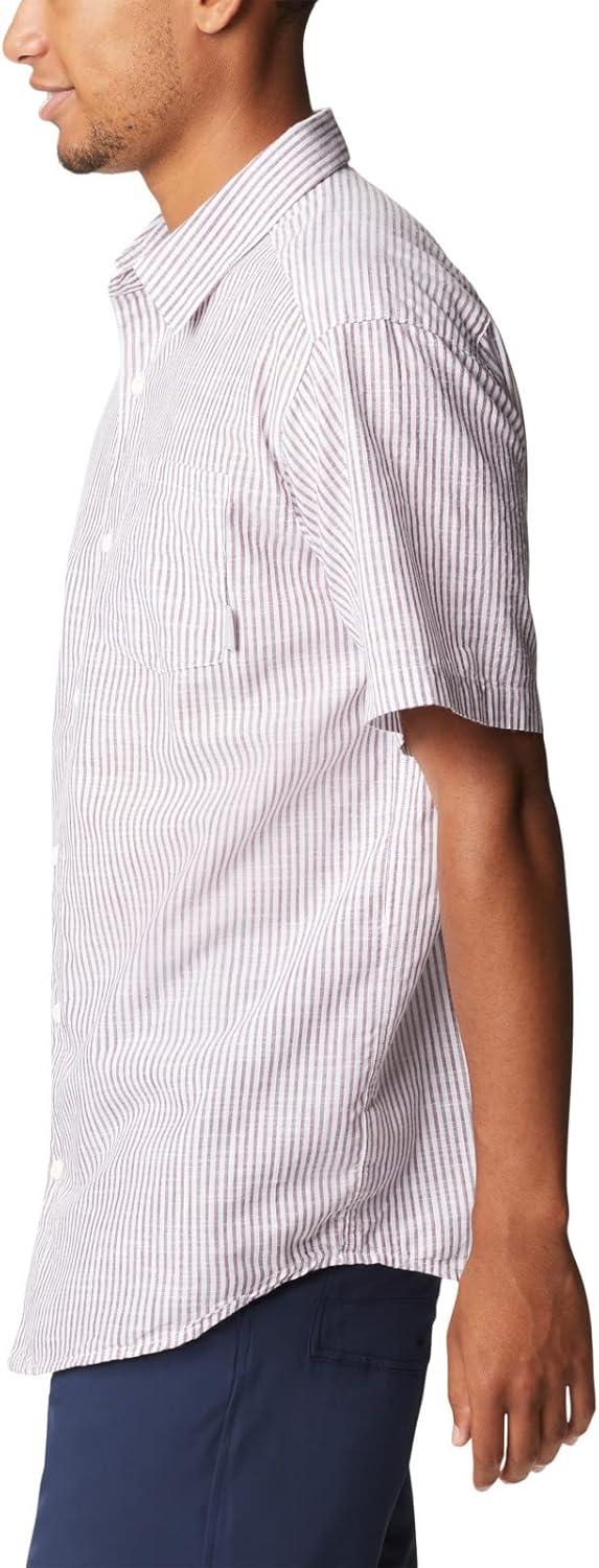 imageColumbia Mens Under Exposure Yarn Dye Short Sleeve ShirtRed Onion Oxford Stripe