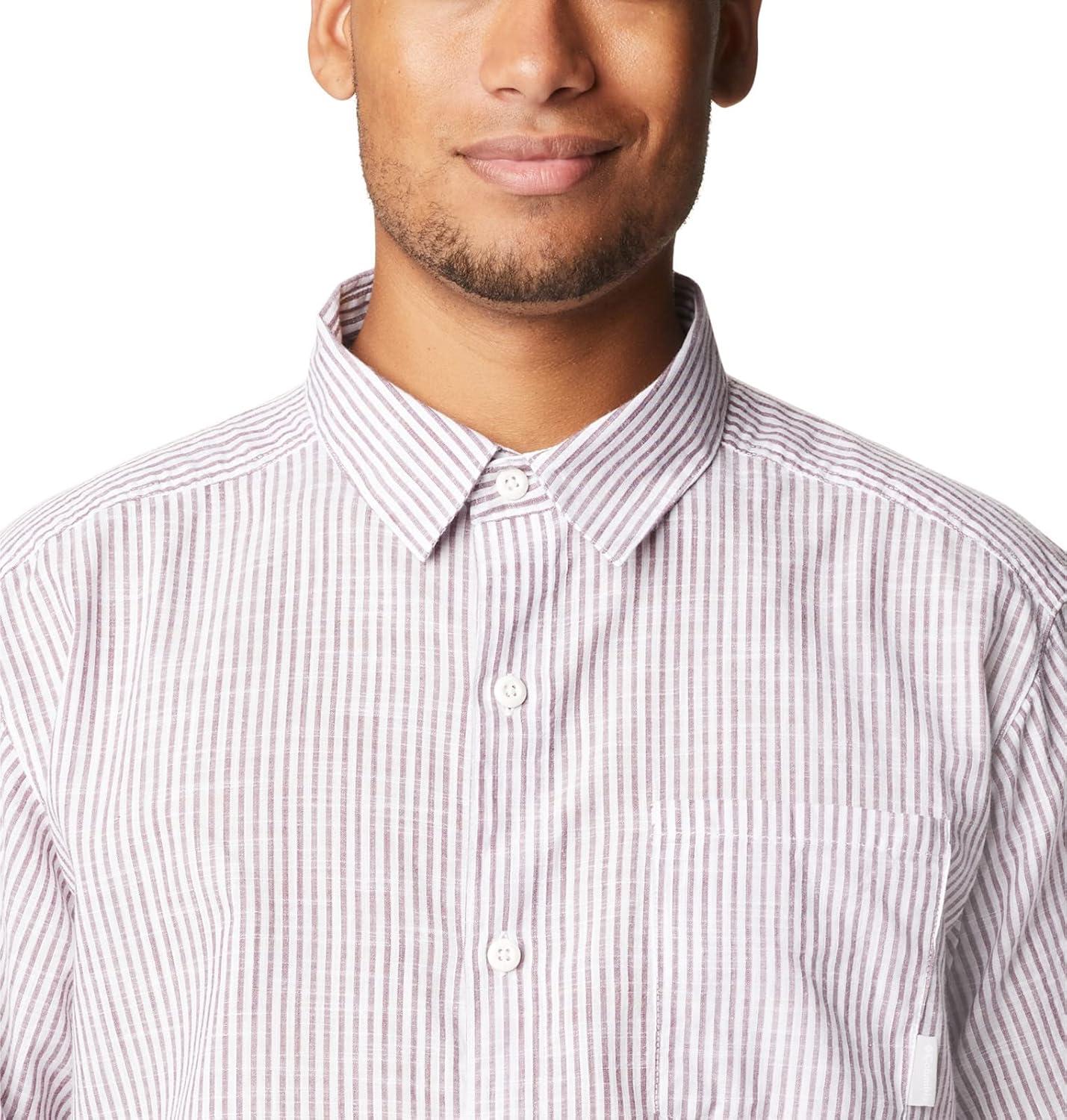 imageColumbia Mens Under Exposure Yarn Dye Short Sleeve ShirtRed Onion Oxford Stripe