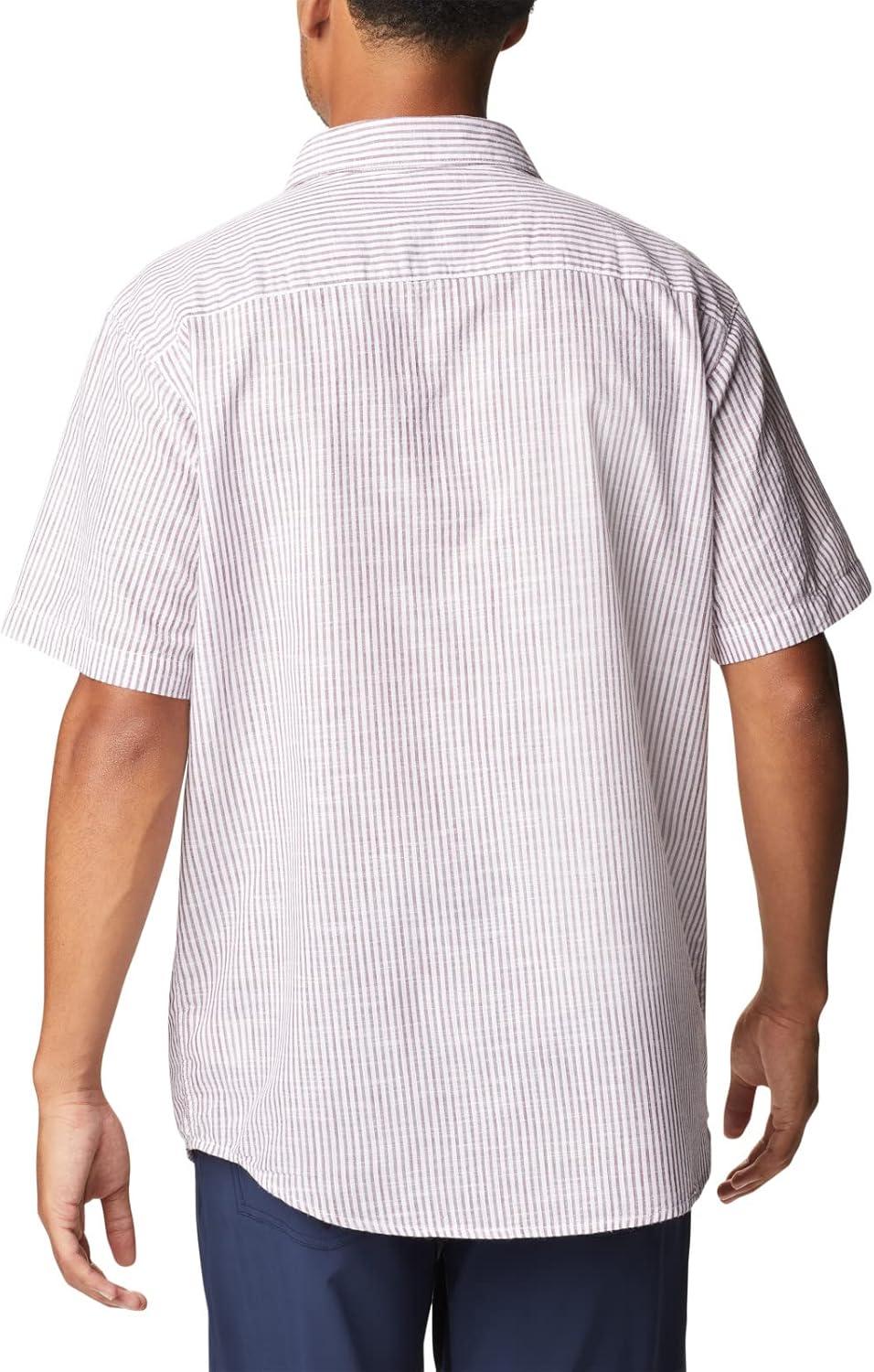 imageColumbia Mens Under Exposure Yarn Dye Short Sleeve ShirtRed Onion Oxford Stripe