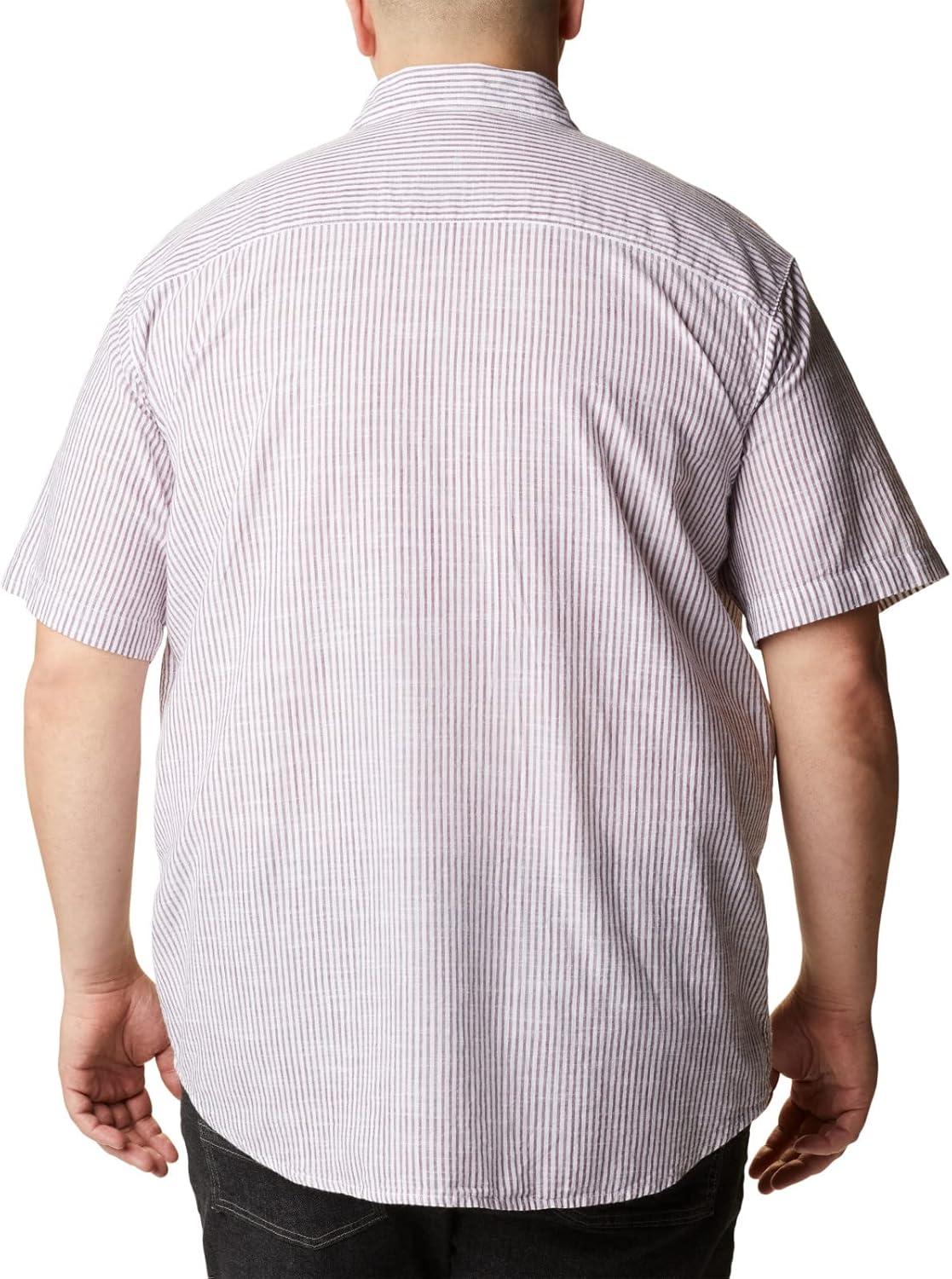 imageColumbia Mens Under Exposure Yarn Dye Short Sleeve ShirtRed Onion Oxford Stripe