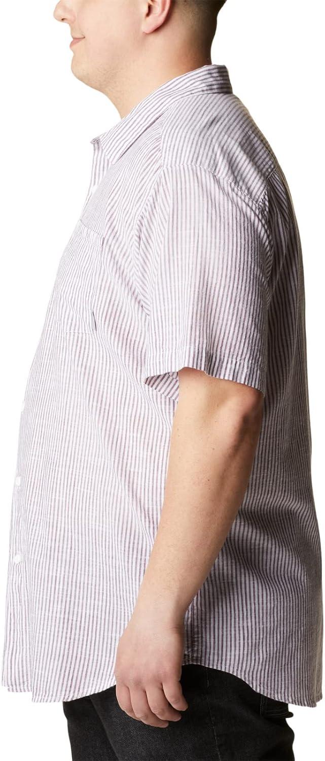 imageColumbia Mens Under Exposure Yarn Dye Short Sleeve ShirtRed Onion Oxford Stripe