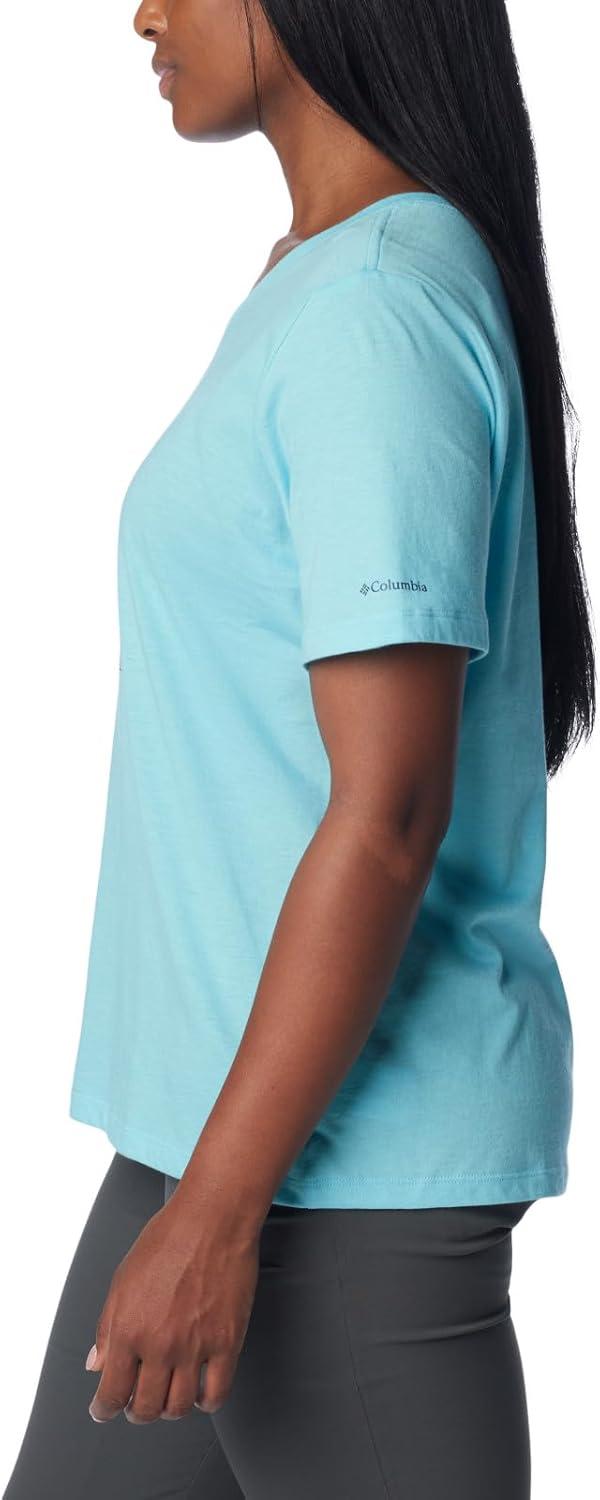 imageColumbia Womens Bluebird Day Relaxed V NeckAquamarine HeatherRocky Road