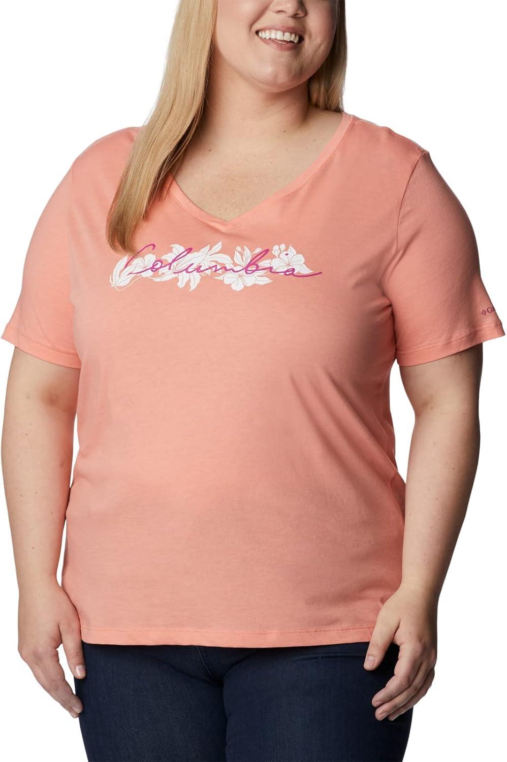 imageColumbia Womens Bluebird Day Relaxed V NeckCoral Reef HeatherLakeshore Flora