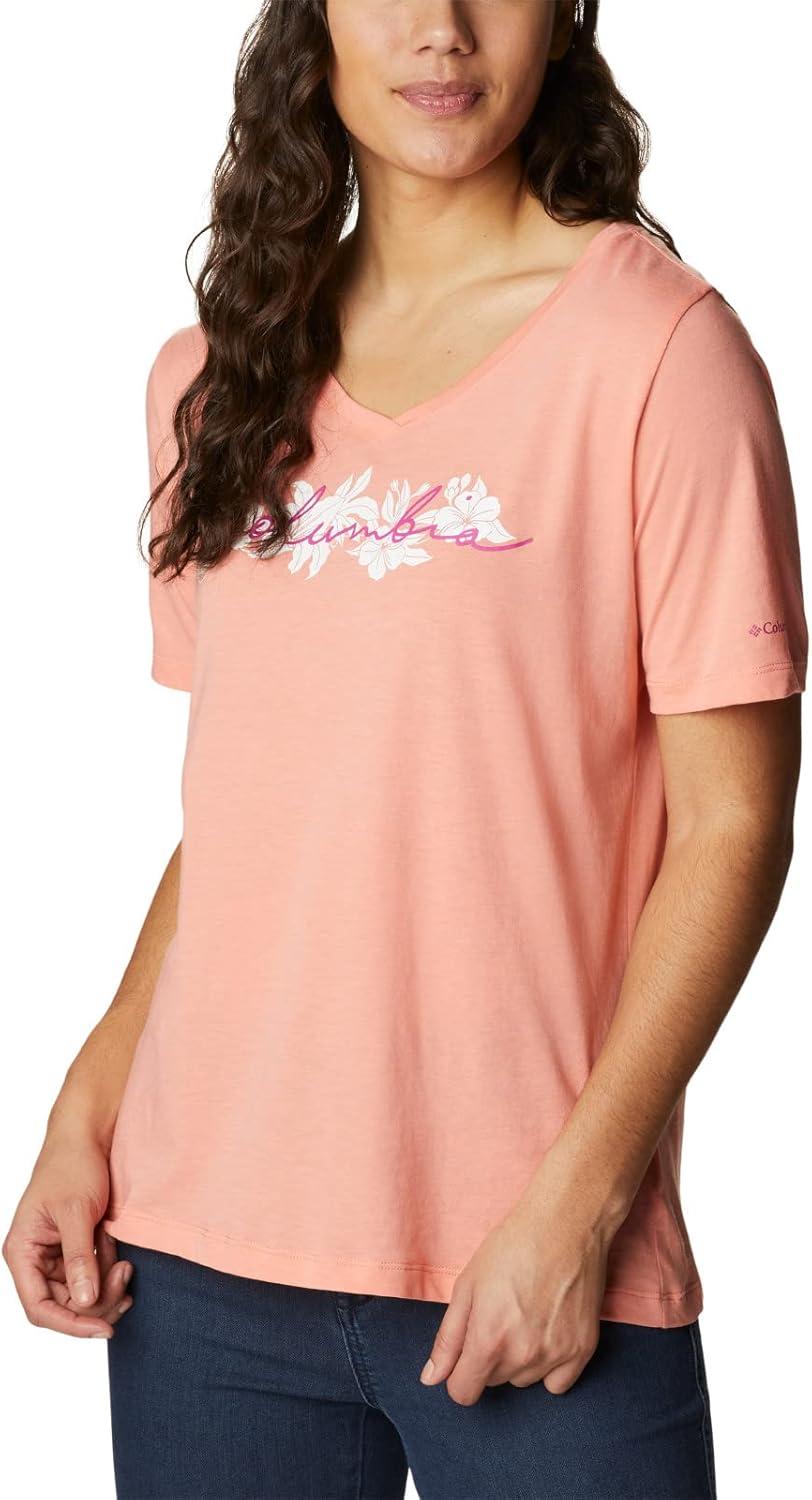 imageColumbia Womens Bluebird Day Relaxed V NeckCoral Reef HeatherLakeshore Flora