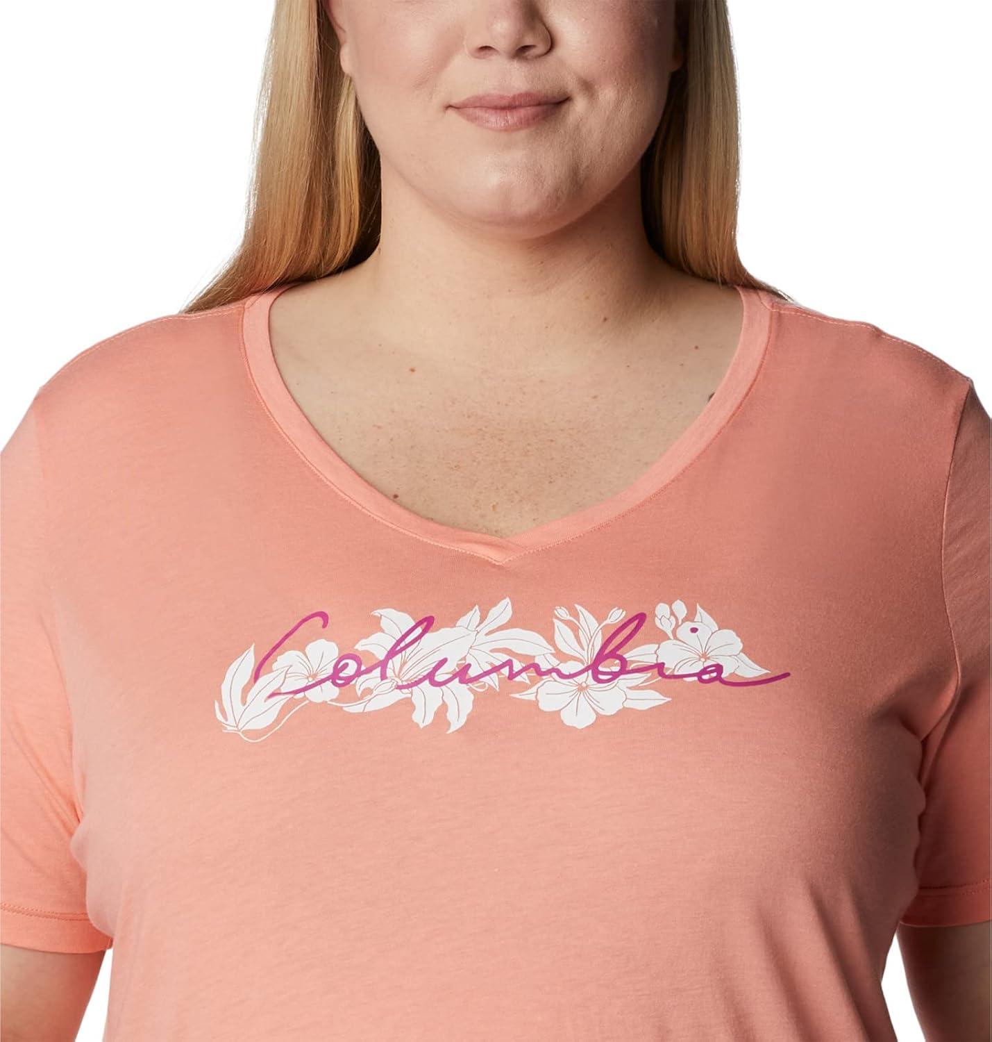 imageColumbia Womens Bluebird Day Relaxed V NeckCoral Reef HeatherLakeshore Flora
