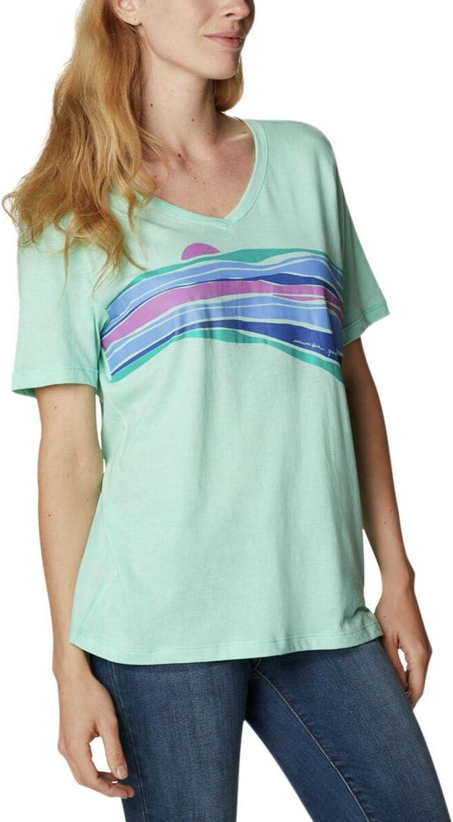 imageColumbia Womens Bluebird Day Relaxed V NeckMint Cay HeatherStriped Hills