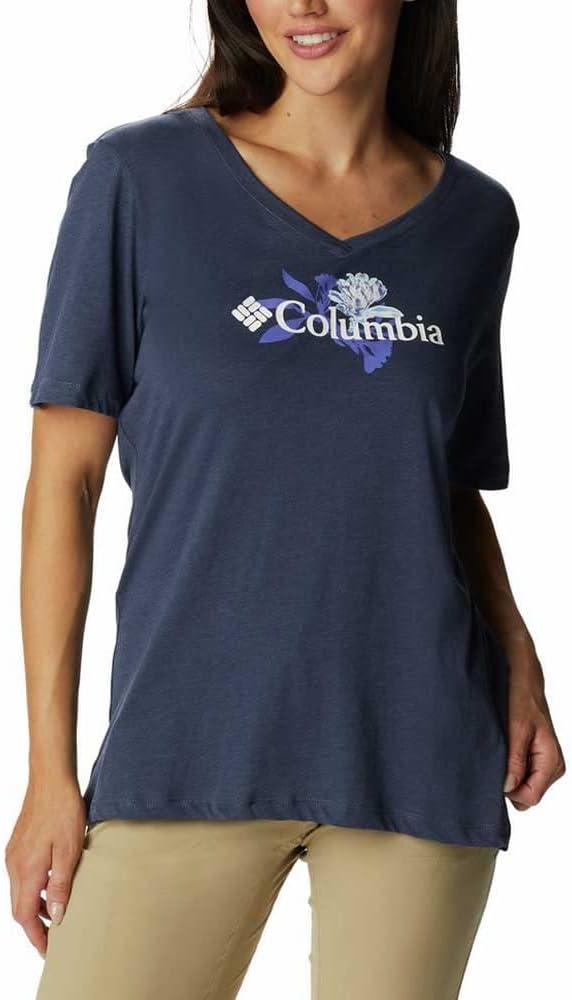 imageColumbia Womens Bluebird Day Relaxed V NeckNocturnal HeatherJubilant Flower Graphic
