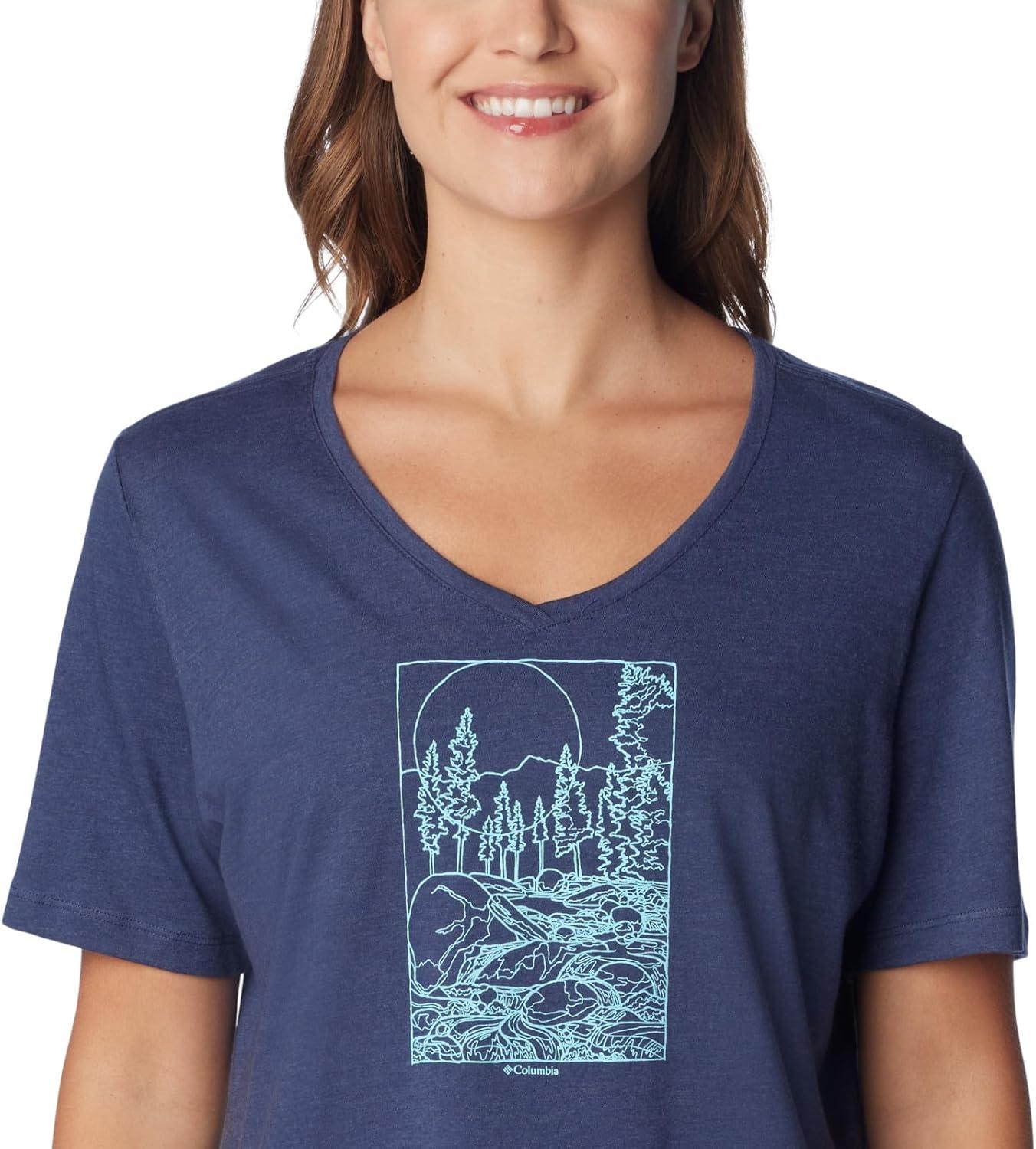 imageColumbia Womens Bluebird Day Relaxed V NeckNocturnal HeatherRocky Road