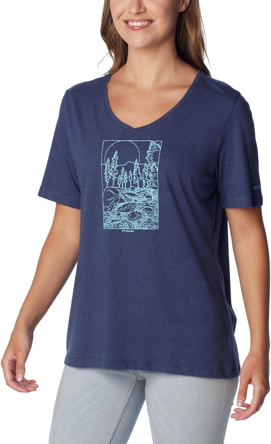 imageColumbia Womens Bluebird Day Relaxed V NeckNocturnal HeatherRocky Road