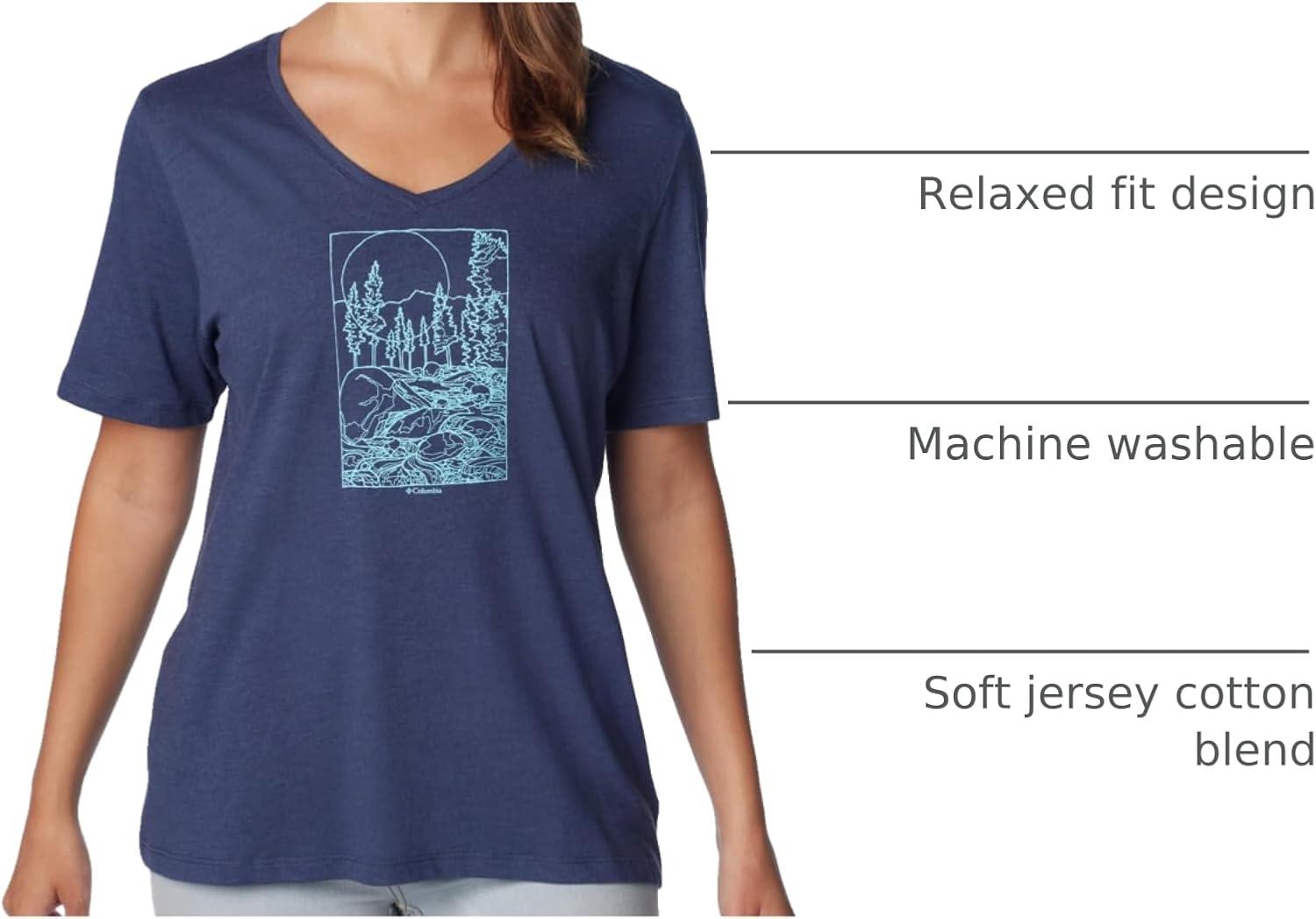 imageColumbia Womens Bluebird Day Relaxed V NeckNocturnal HeatherRocky Road