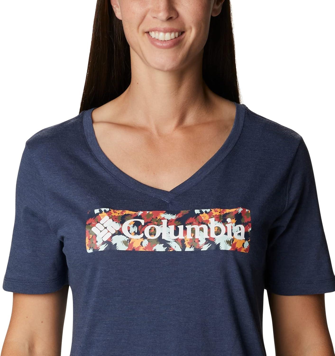 imageColumbia Womens Bluebird Day Relaxed V NeckNocturnal HeatherTyphoon Blooms Framed